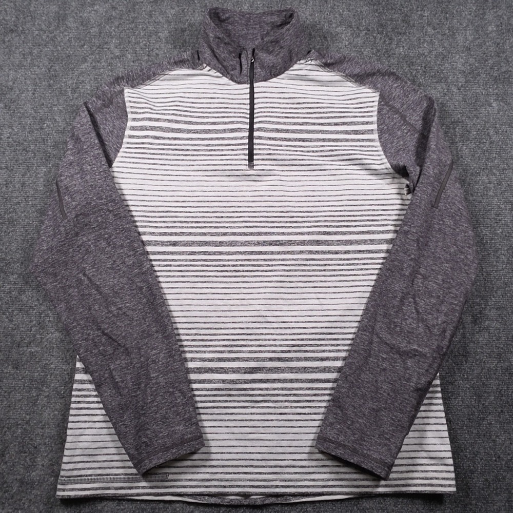 Lululemon Surge Warm Pullover Mens XL Striped Running Thumbholes Gym 1/4 Zip